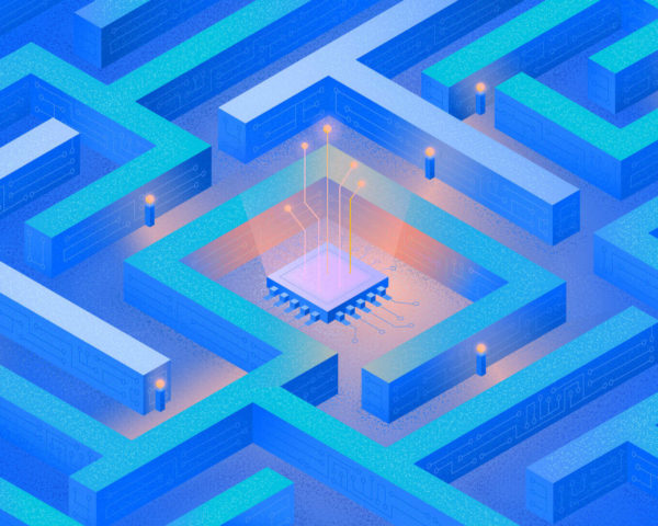 A maze with circuits coming out of the center, indicating the difficulty of regulating technology